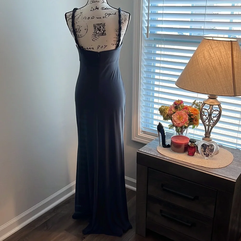 MAX & CLEO Braided Strap Front Drape Evening Gown Maxi Dress - Picture 7 of 9